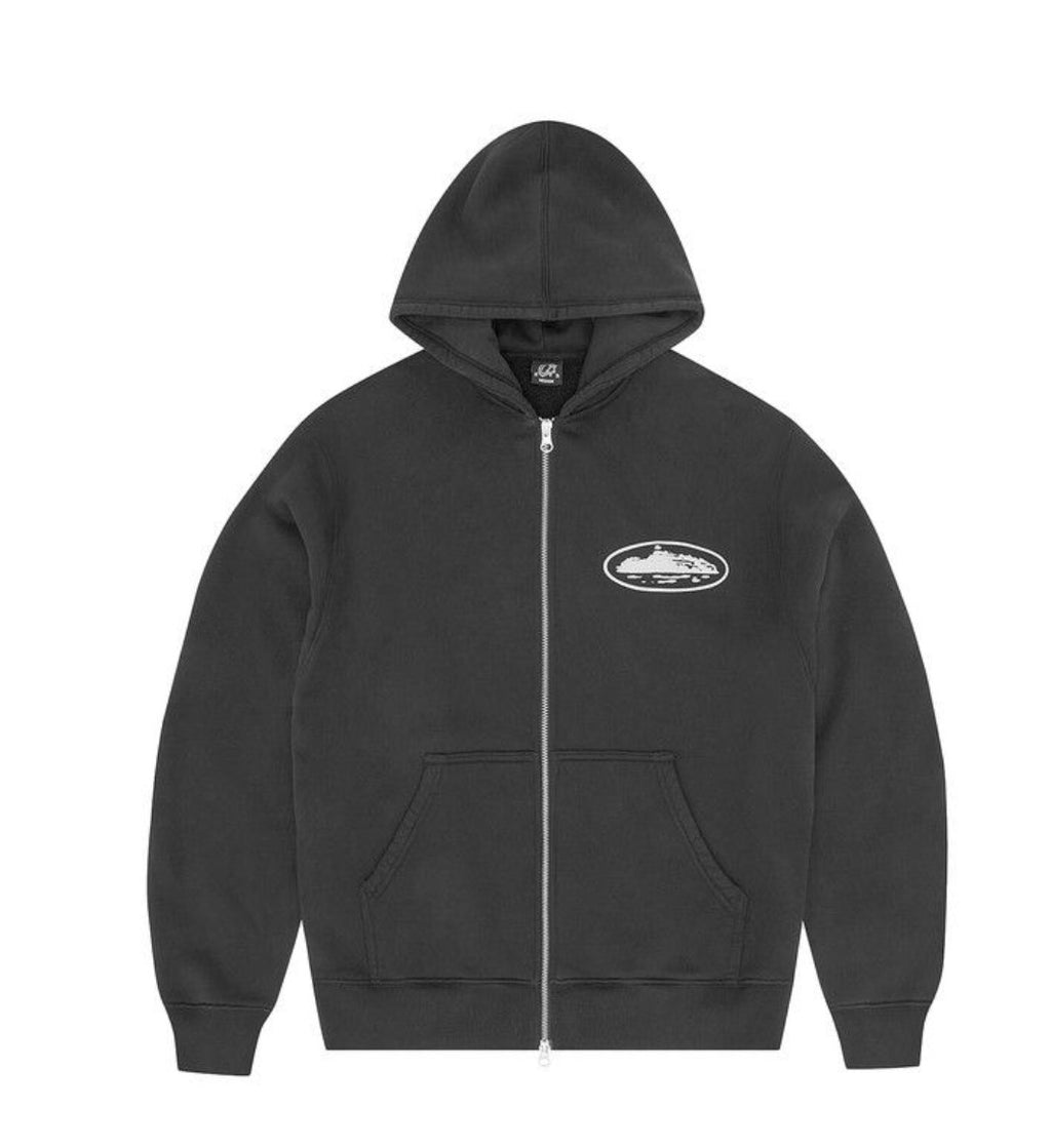 ISLAND PUFF PRINT ZIP HOODIE [BLACK]