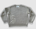 Men Gray Money Sign Sweater Y2k American Dollar Knit Pullover Vintage Classic Streetwea