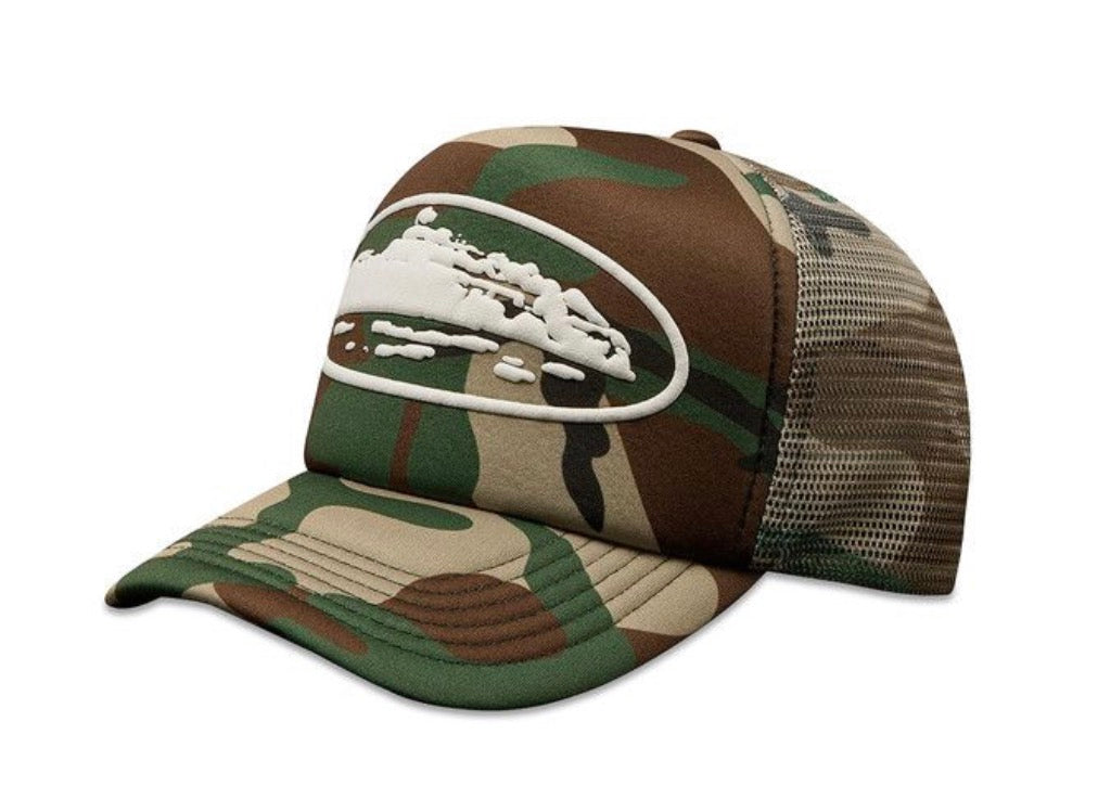ISLAND PUFF PRINT TRUCKER HAT [WOODLAND CAMO]