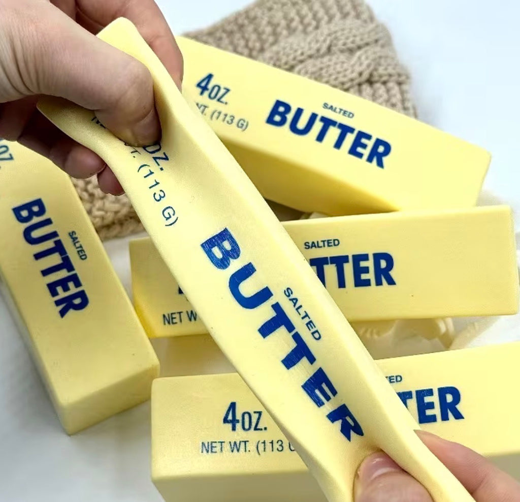 Set of Two Slow Rebound Simulated Butter Stick Squeeze Toys, Made of Soft Plush And Non-Toxic Materials, Ideal for Desk Decoration