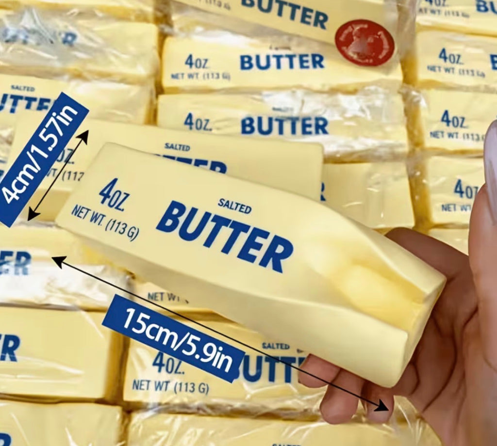 Set of Two Slow Rebound Simulated Butter Stick Squeeze Toys, Made of Soft Plush And Non-Toxic Materials, Ideal for Desk Decoration