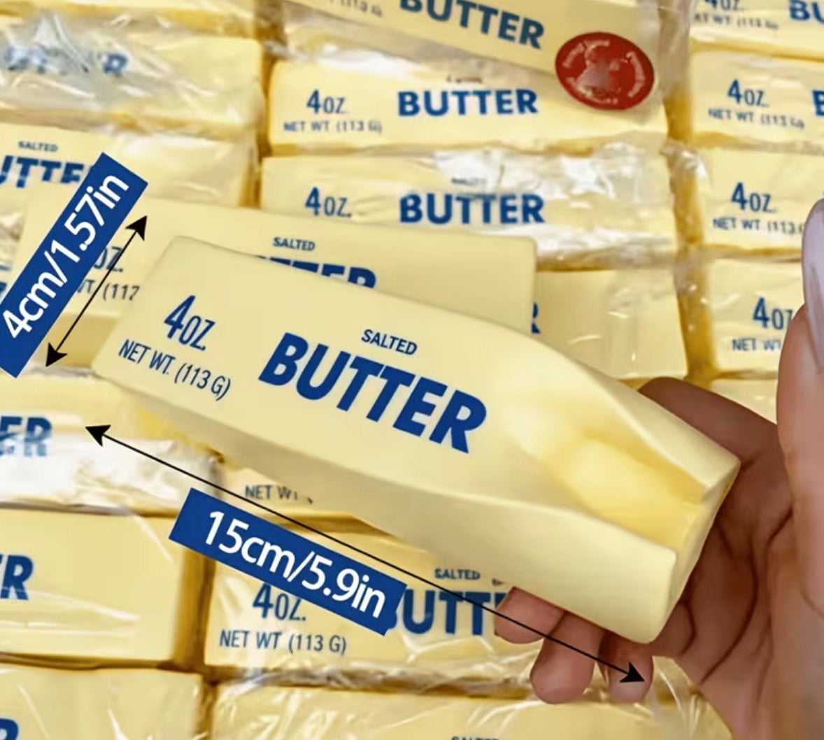 Set of Two Slow Rebound Simulated Butter Stick Squeeze Toys, Made of Soft Plush And Non-Toxic Materials, Ideal for Desk Decoration